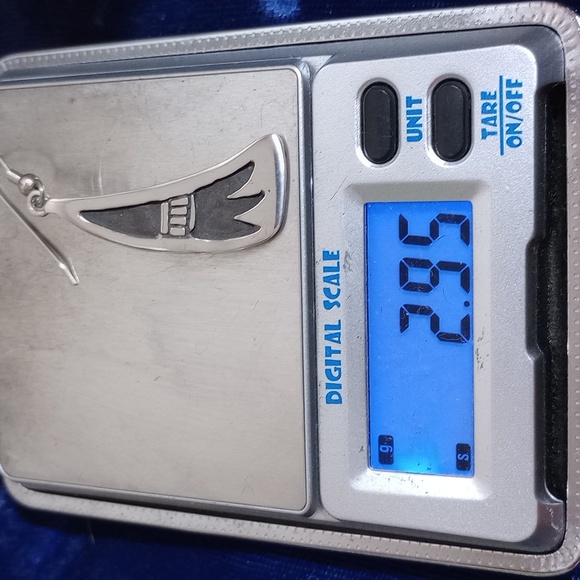 Sterling Silver Overlay Tribal Claw Design Dangle Earrings - Picture 8 of 13